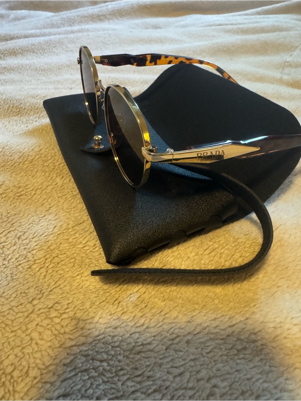 Prada Round Sunglasses in Tortoiseshell and Black - Picture 5 of 6